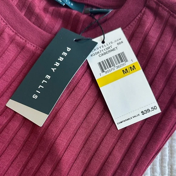 Perry Ellis Ribbed Knit Tee 4 Pack - Picture 2 of 3